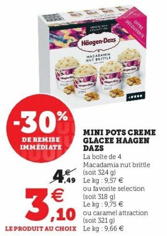 Super U Mini pots creme glacee haagen dazs offre