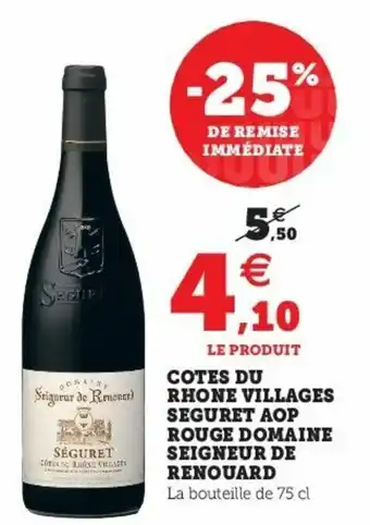 Super U Cotes du rhone villages seguret AOP offre