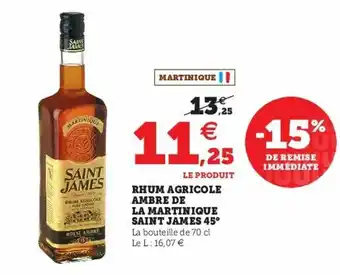 Super U Rhum agricole ambre de la martinique saint james offre