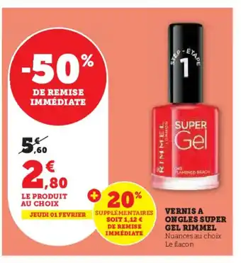Super U VERNIS A ONGLES SUPER GEL RIMMEL offre