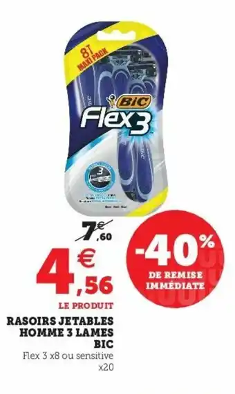 Super U Rasoirs jetables homme 3 lames bic offre