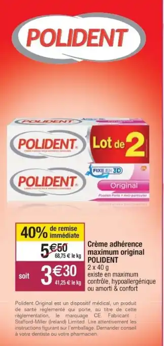 Cora x Carrefour Crème adhérence maximum original offre