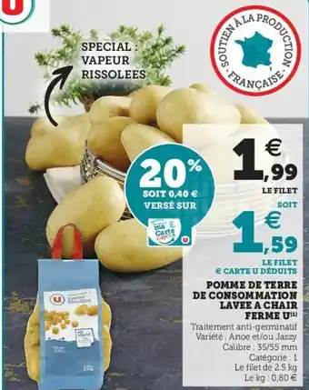 Super U Pomme de terre de consommation lavee a chain ferme u offre