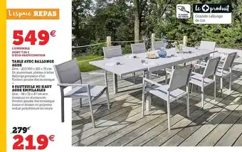U Express Table Avec Rallonge Agde + 8 Fauteuils Mi Haut Agde Empilables offre