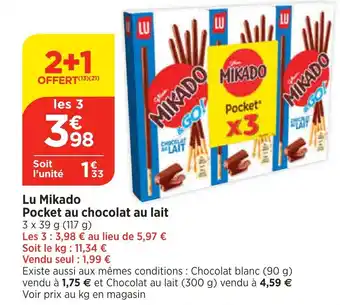 Maximarché Lu Mikado Pocket au chocolat au lait offre
