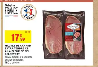 Intermarché MAGRET DE CANARD EXTRA TENDRE X2 À LA FLEUR DE SEL DELPEYRAT offre