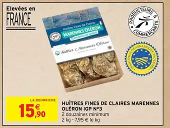 Intermarché HUÎTRES FINES DE CLAIRES MARENNES OLÉRON IGP N°3 offre