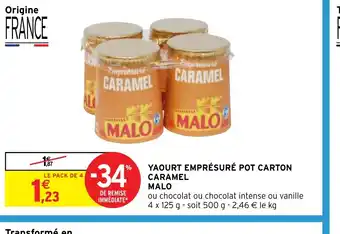 Intermarché YAOURT EMPRÉSURÉ POT CARTON CARAMEL offre