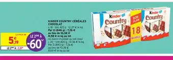 Intermarché KINDER COUNTRY CÉRÉALES CHOCOLAT offre