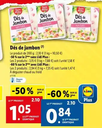 Lidl Dés de jambon offre