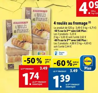 Lidl 4 roulés au fromage offre