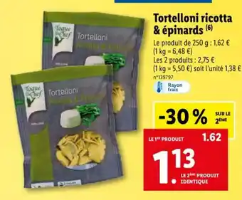 Lidl Tortelloni ricotta & épinards offre