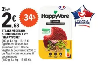 E.Leclerc STEAKS VÉGÉTAUX & GOURMANDS X 2 HAPPYVORE" offre