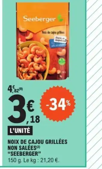 E.Leclerc NOIX DE CAJOU GRILLÉES NON SALÉES offre