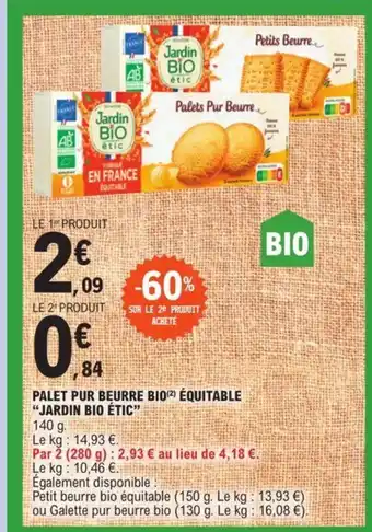 E.Leclerc PALET PUR BEURRE BIO ÉQUITABLE JARDIN BIO ÉT offre