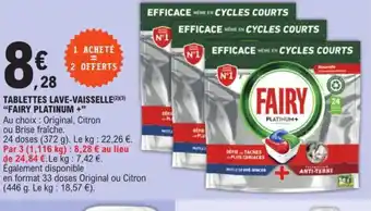 E.Leclerc TABLETTES LAVE-VAISSELLE FAIRY PLATINUM offre