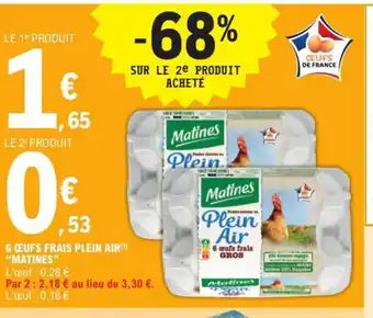 E.Leclerc 6 OEUFS FRAIS PLEIN AIR MATINES offre