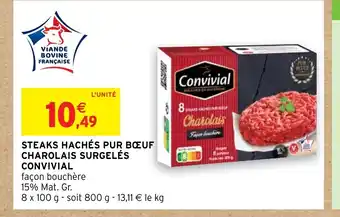Intermarché STEAKS HACHÉS PUR BŒUF CHAROLAIS SURGELÉS offre