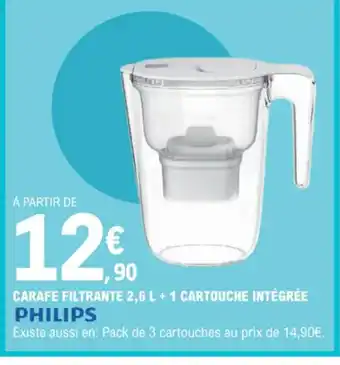 E.Leclerc CARAFE FILTRANTE 2,6 L + 1 CARTOUCHE INTÉGRÉE PHILIPS offre