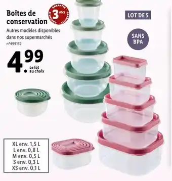 Lidl Boîtes de conservation offre