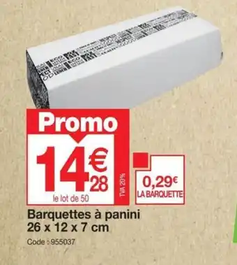 Promocash Barquettes à panini 26 x 12 x 7 cm offre
