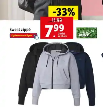 Lidl Sweat zippé offre