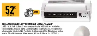 Brico Cash Radiateur soufflant céramique mural "kayak" offre
