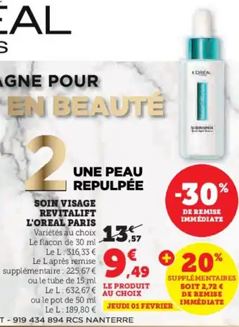 U Express SOIN VISAGE REVITALIFT L'OREAL PARIS offre