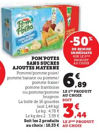 U Express POM'POTES SANS SUCRES AJOUTES MATERNE offre