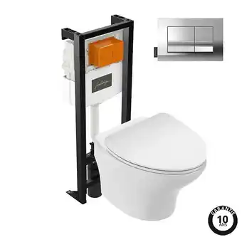 Pack WC suspendu sans bride compact JACOB DELAFON Nouvelle vague+ bâti-support + plaque Chrome