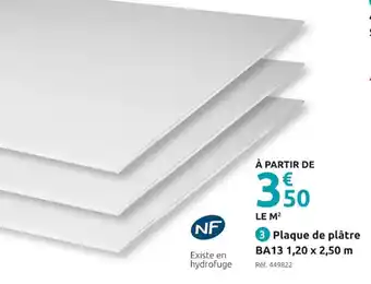 Mr Bricolage Plaque de plâtre BA13 1,20 x 2,50 m offre