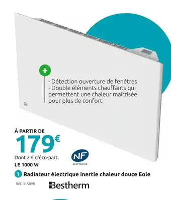 Mr Bricolage Radiateur électrique inertie chaleur douce Eole offre