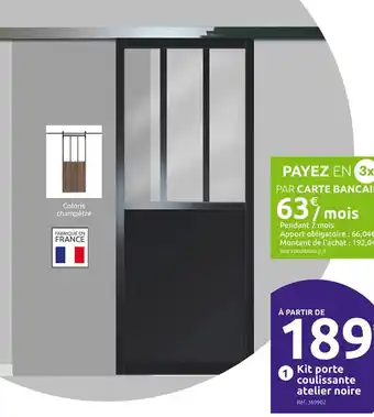 Mr Bricolage Kit porte coulissante atelier noire offre