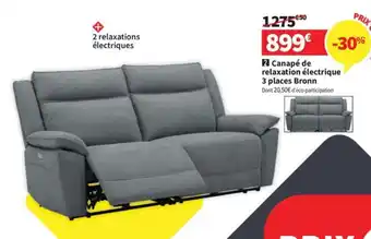 Conforama Canapé de relaxation électrique 3 places Bronn offre