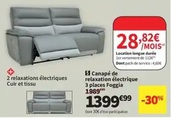 Conforama Canapé de relaxation électrique 3 places Foggia offre