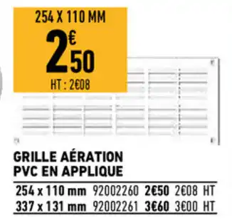Brico Cash Grille aération PVC en applique offre