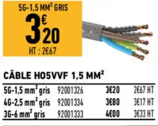 Brico Cash Câble HO5VVF 1,5 MM offre