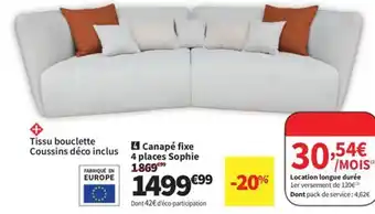 Conforama Canapé fixe 4 places Sophie offre