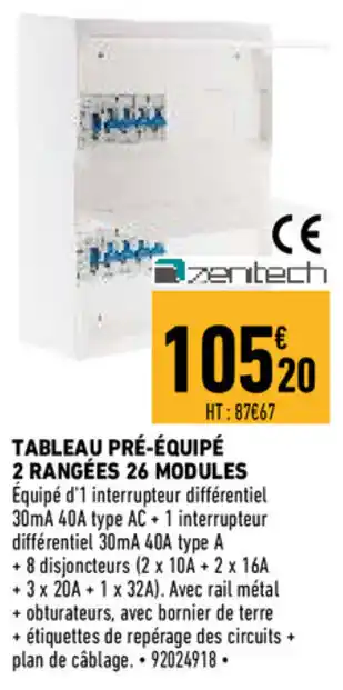 Brico Cash Tableau pré-équipé 2 rangées offre