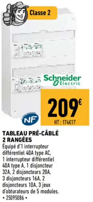 Brico Cash Tableau pré-câblé 2 rangées offre