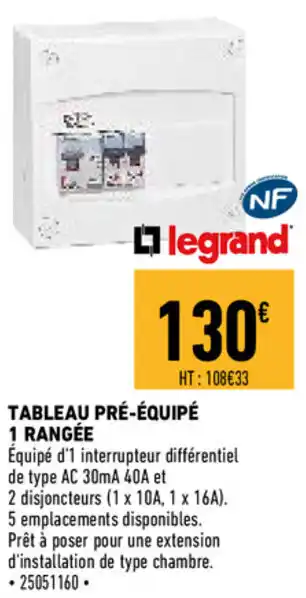 Brico Cash Tableau pré-équipé 1 rangée offre