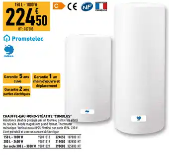 Brico Cash Chauffe-eau Mono-stéatite offre