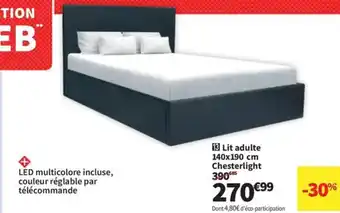 Conforama Lit adulte 140x190 cm Chesterlight offre