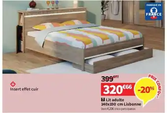 Conforama Lit adulte 140x190 cm Lisbonne offre