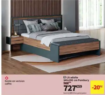 Conforama Lit adulte 140x190 cm Pembury offre