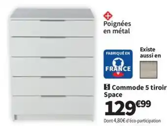 Conforama Commode 5 tiroirs Space offre