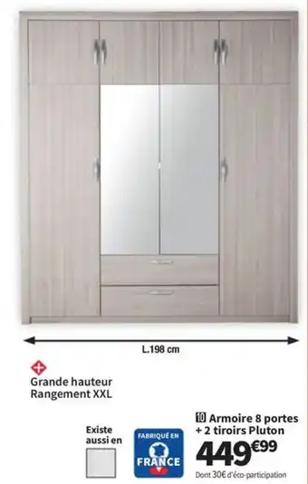 Conforama Armoire 8 portes + 2 tiroirs Pluton offre