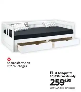 Conforama Lit banquette 90x190 cm Melody offre