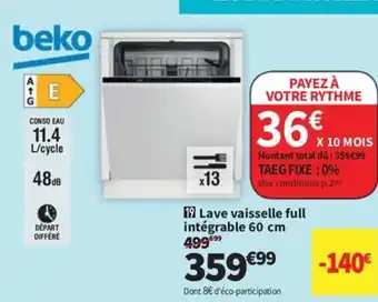 Conforama Lave vaisselle full intégrable 60 cm offre