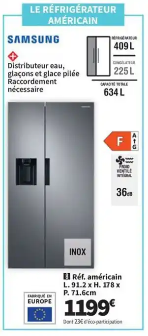 Conforama Réf. américain L. 91.2 x H. 178 x P. 71.6cm offre